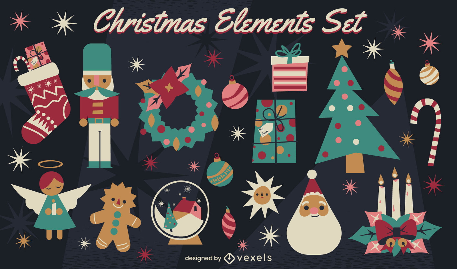 Christmas holiday decorations elements set