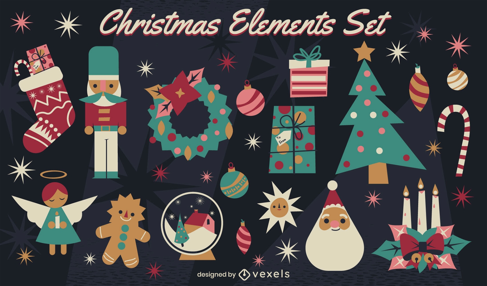 Conjunto de elementos de decoração de Natal