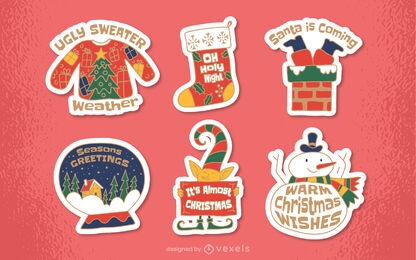 Christmas holiday season sticker set