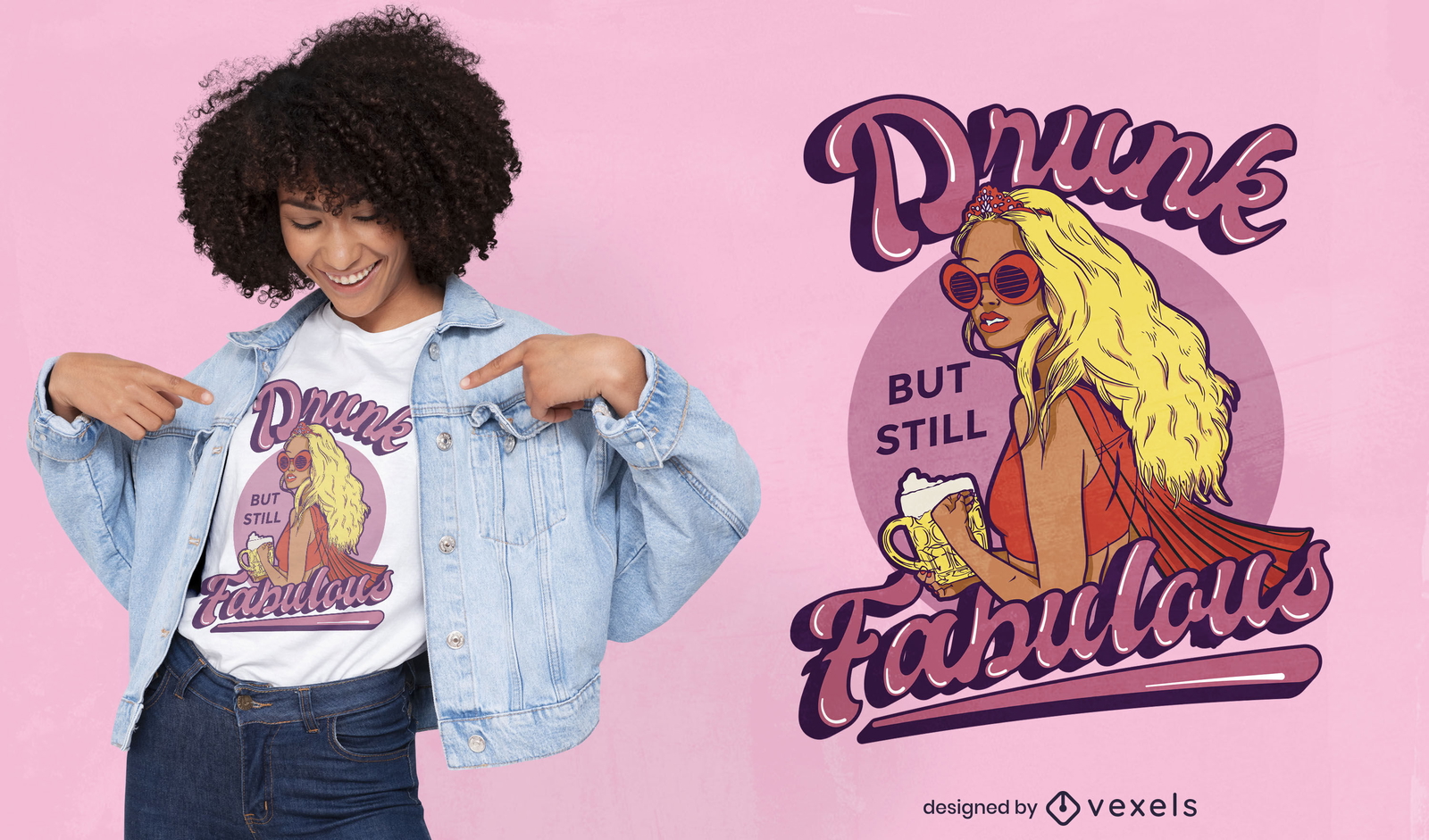 Design de camisetas femininas bêbadas e fabulosas