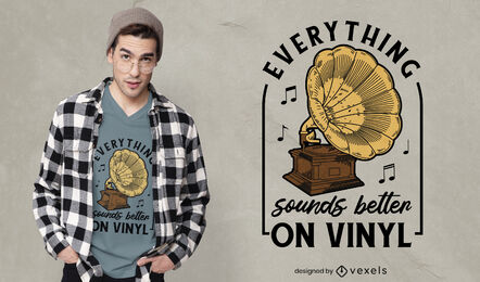 Diseño de camiseta de tocadiscos vintage