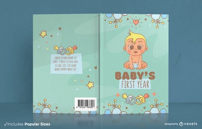 Diseño de portada de libro lindo bebé primer año