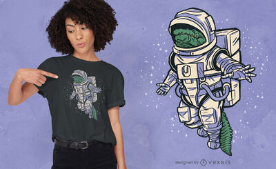 Descarga Vector De Diseño De Camiseta De Astronauta Espacial De Cocodrilo.