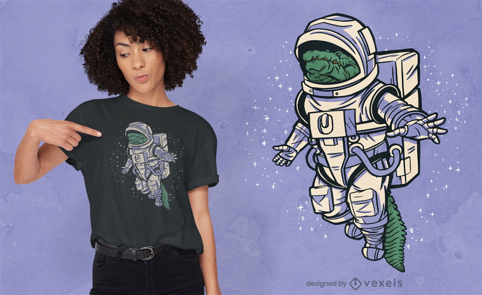 Alligator space astronaut t-shirt design