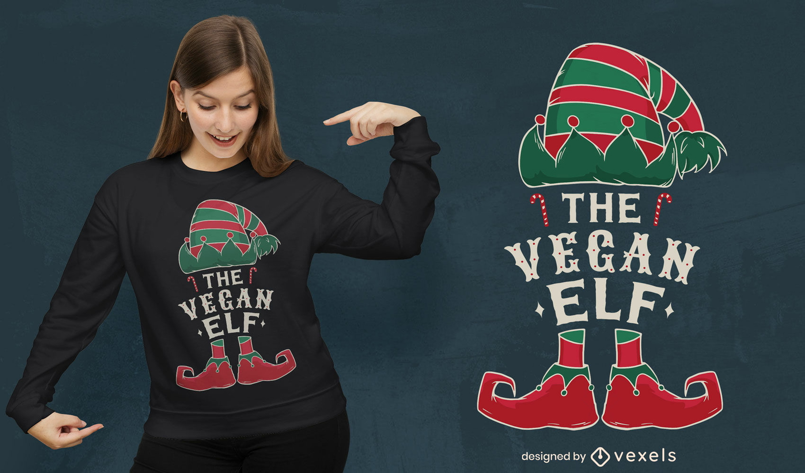 Design de t-shirt com botas e chapéu de duende vegan