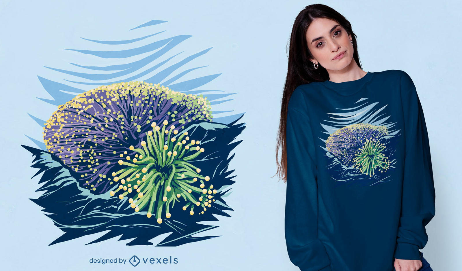 Diseño de camiseta de la naturaleza del océano del arrecife de coral