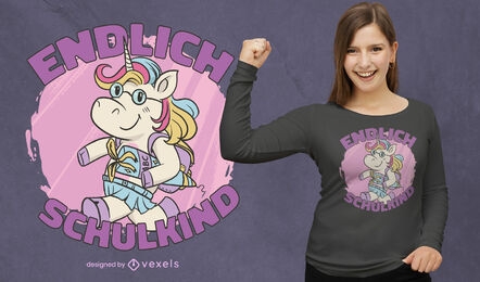 Unicorn child going to school t-shirt design