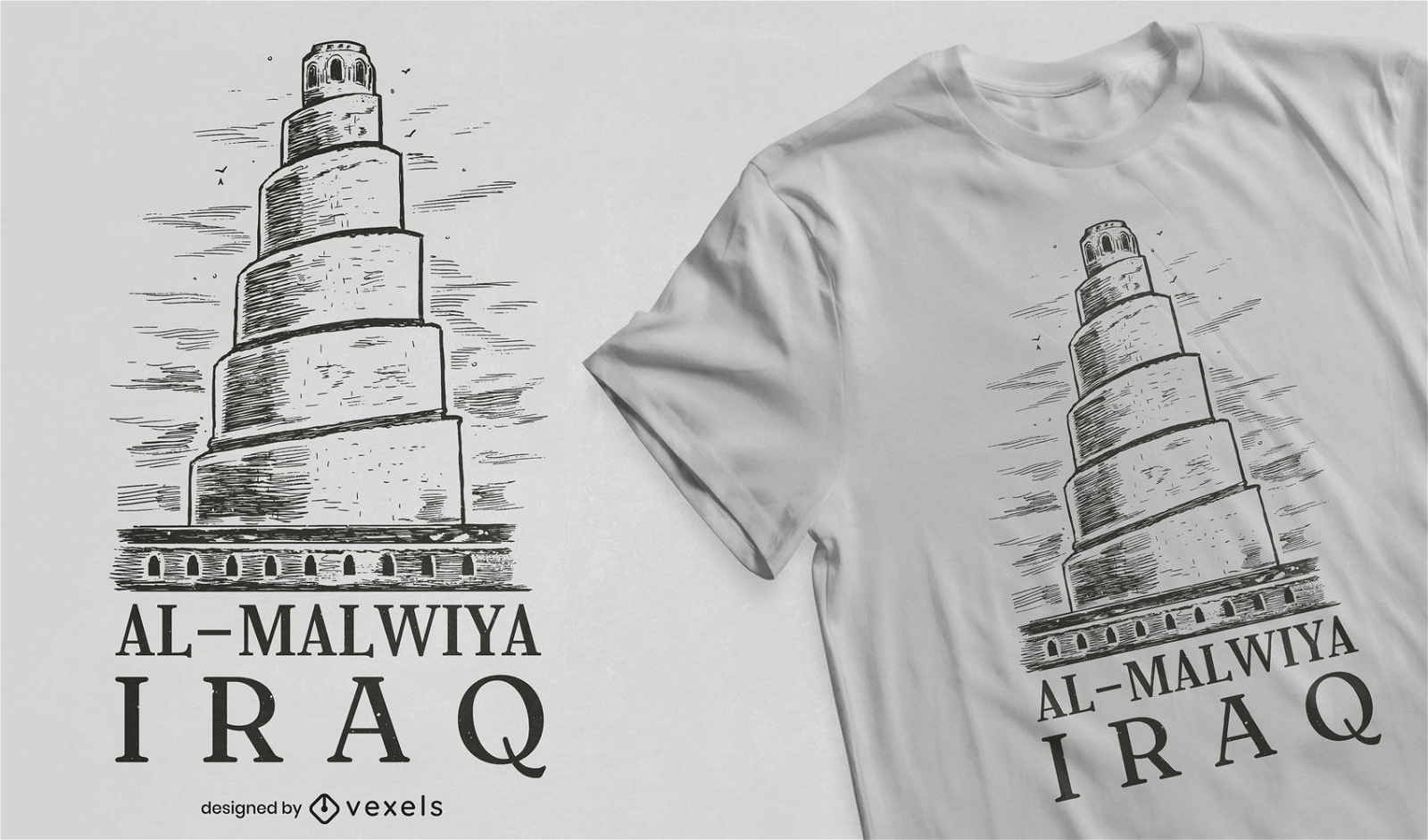 Design de camiseta da mesquita de Al-malwiya Iraque