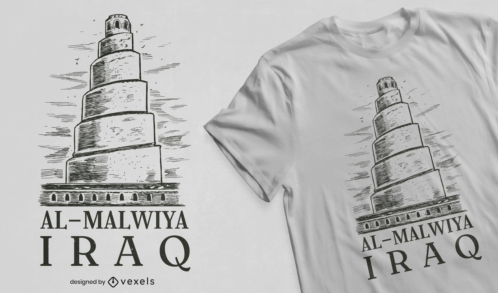 Diseño de camiseta de la mezquita de Al-malwiya Iraq