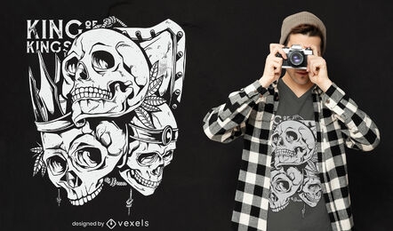 Human skull kings shield t-shirt design