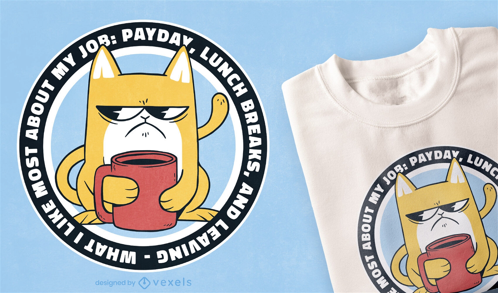 Funny angry working cat t-shirt design