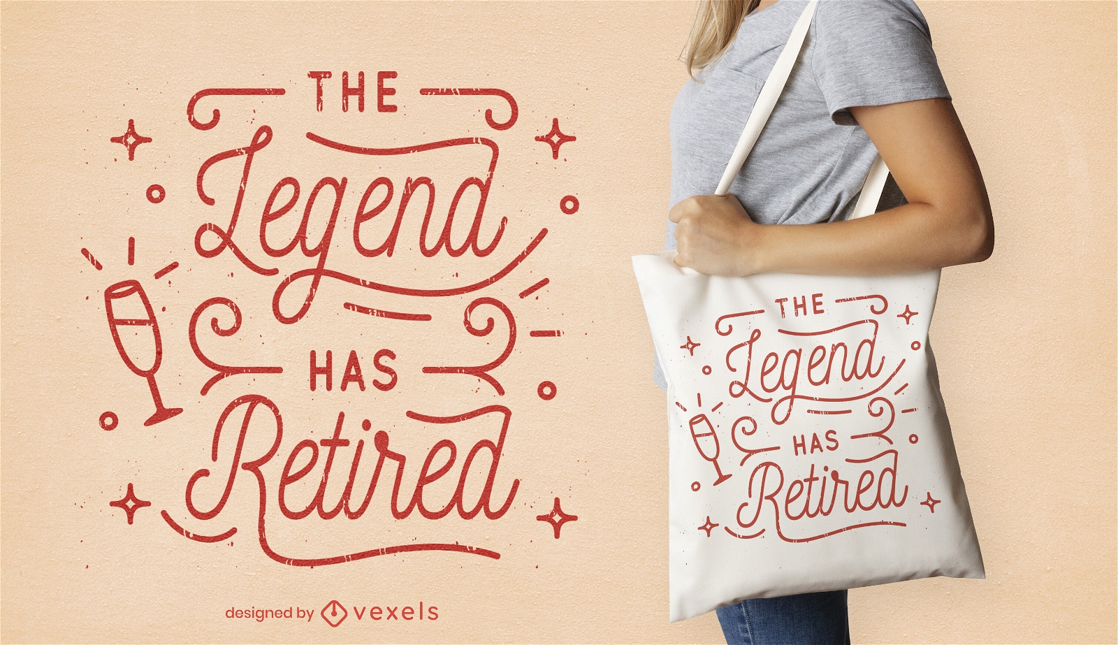 Retirement celebration lettering tote bag design