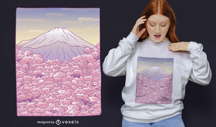 Design pastel de t-shirt do Monte Fuji