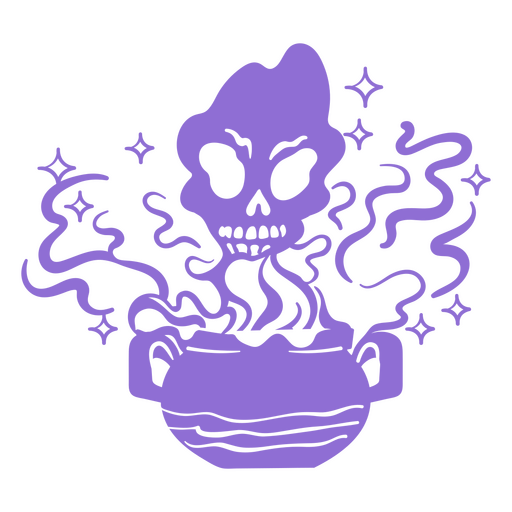 Poison cooking pot smoke skull PNG Design