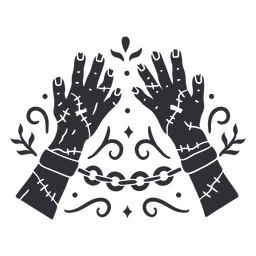 Decorative handcuffed zombie hands PNG Design
