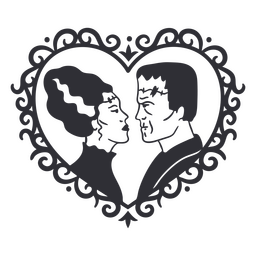 Zombie couple in a frame PNG Design
