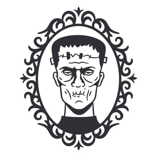Zombie portrait in a frame PNG Design