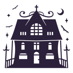 Casa grande encantada en la noche Diseño PNG