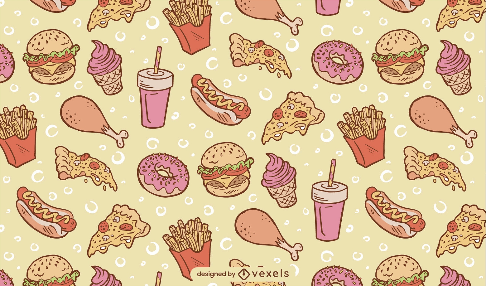 Fast food meals pattern design