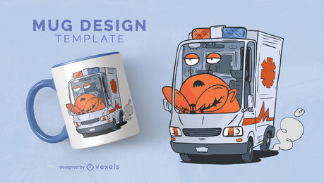 Diseño de taza de conductor de ambulancia de langosta perezosa