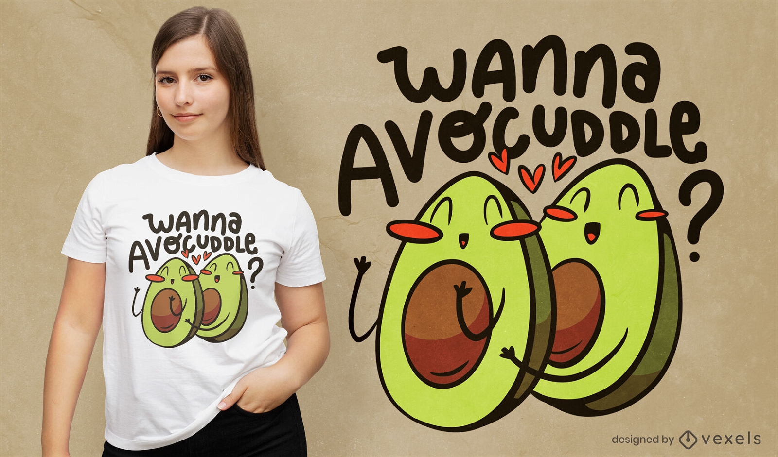 Fr?hliches Avocado-Cartoon-Essen-T-Shirt-Design