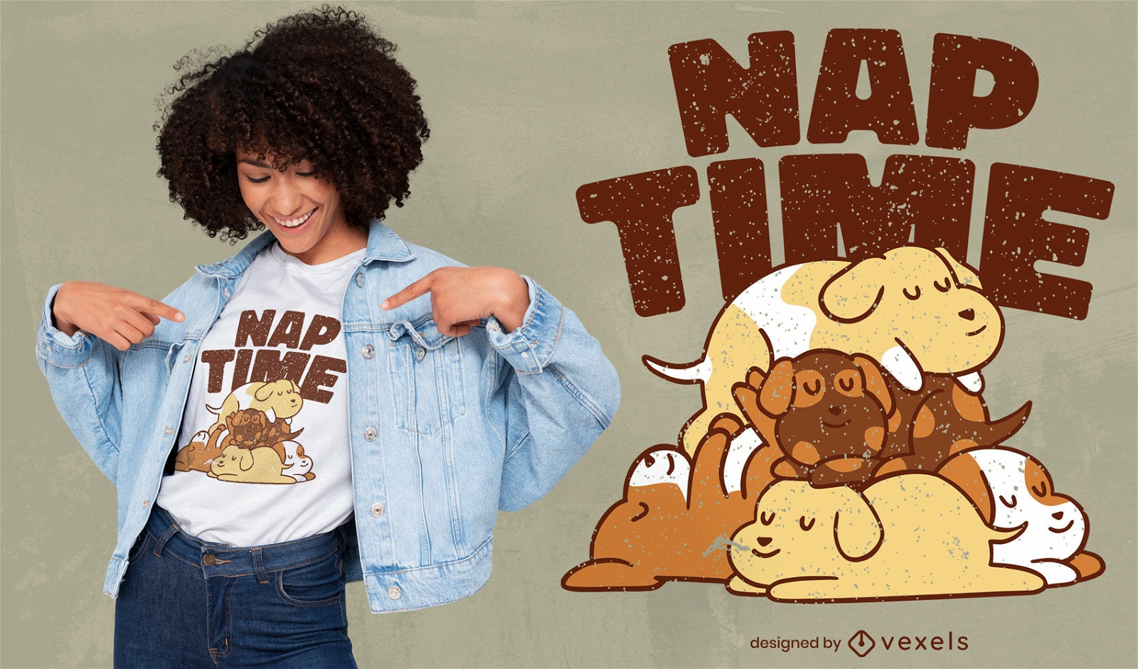 Nap time dogs cartoon t-shirt design