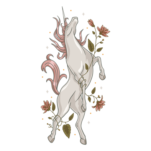 Criatura de flores místicas unicornio Diseño PNG