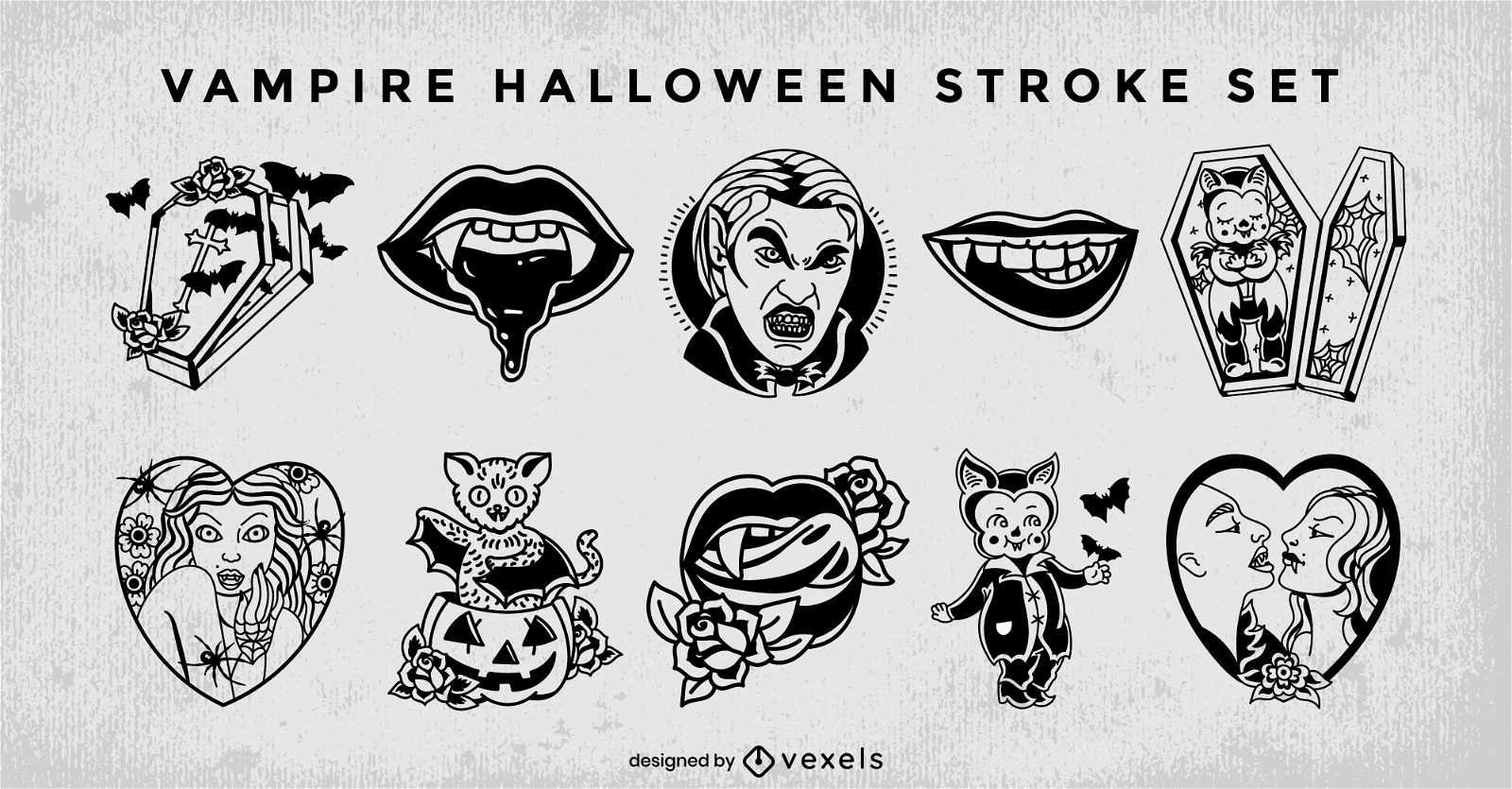 Vampire monster halloween stroke set