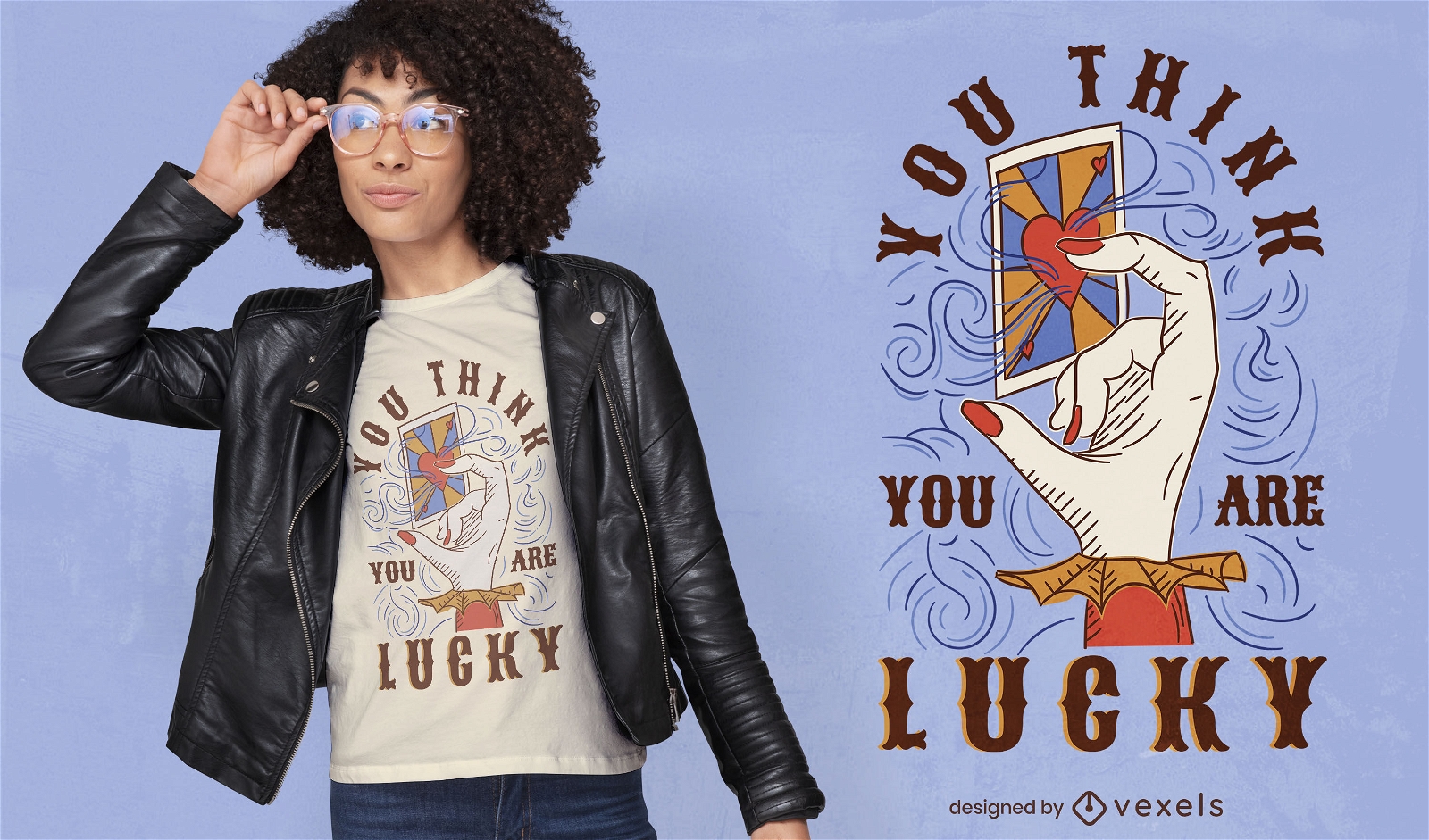Design esotérico de t-shirt de cartão da sorte legal