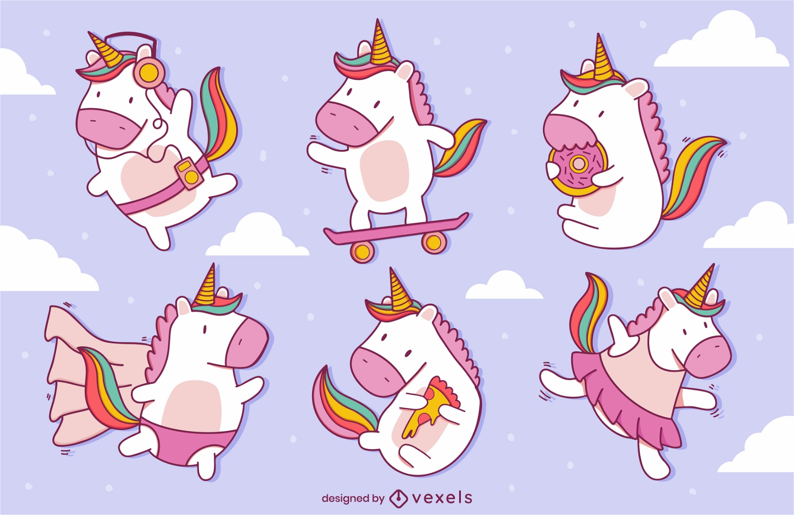 Baby unicorn cute creature magical set