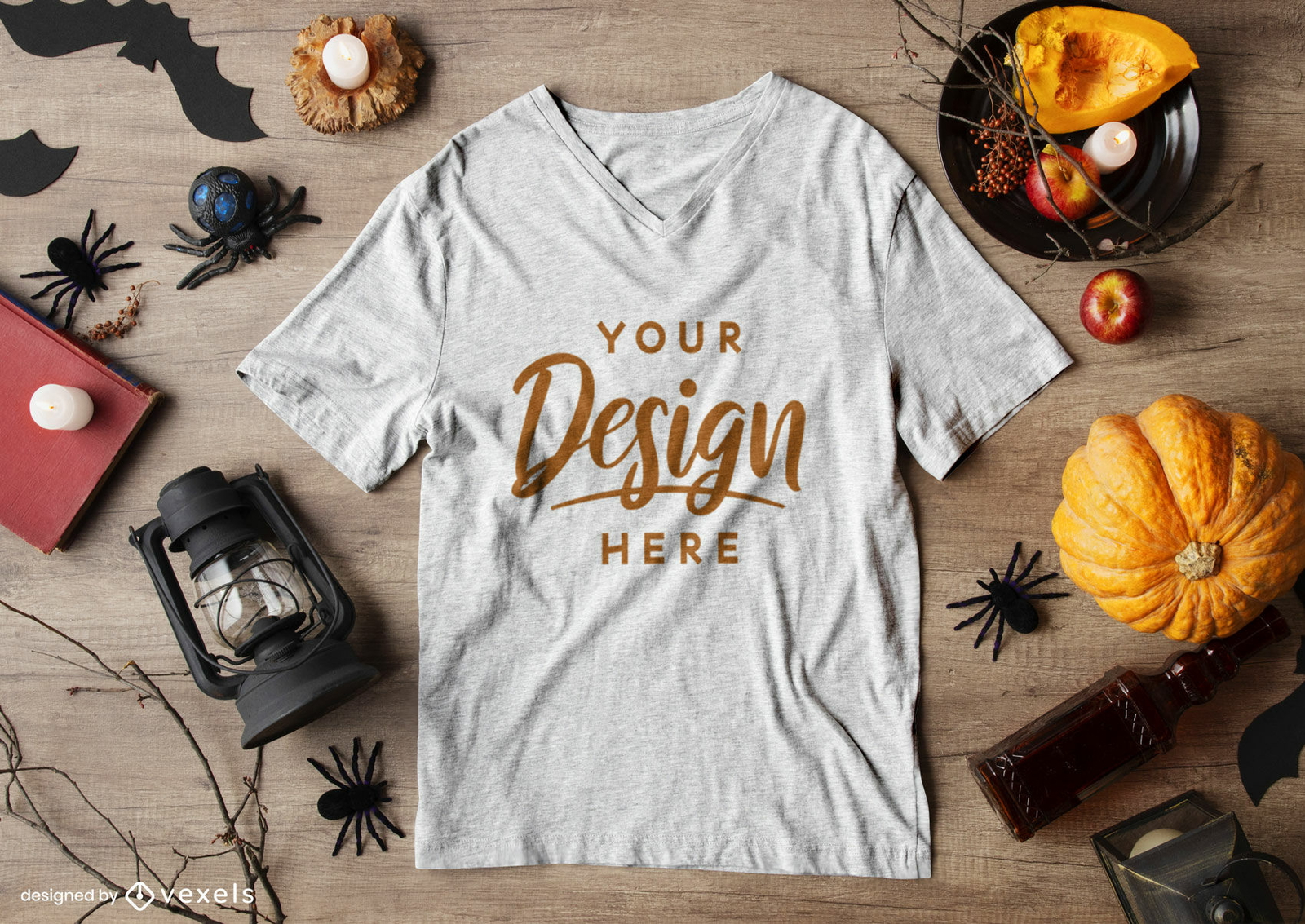 Maqueta de camiseta blanca de composición de halloween