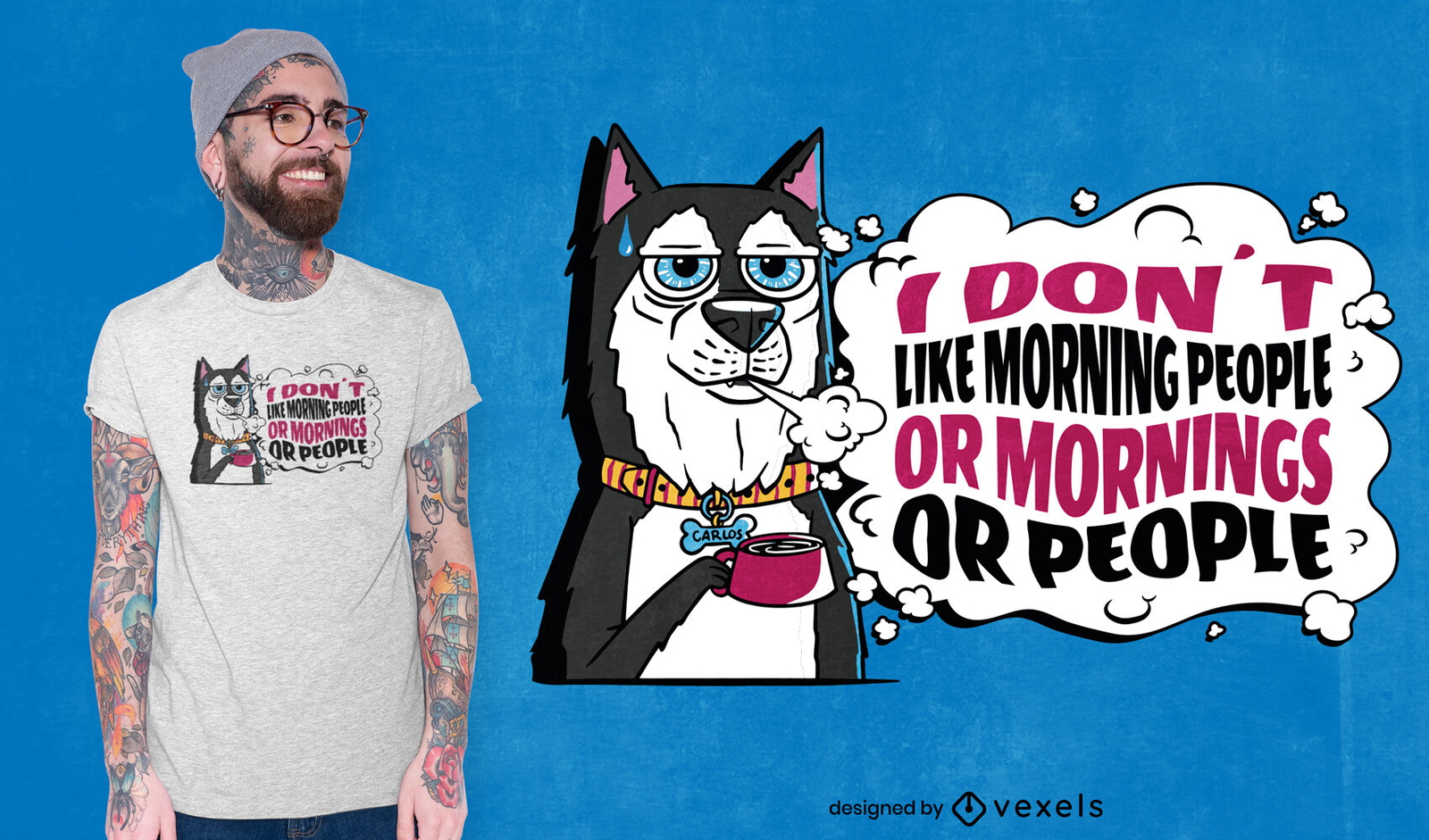 Design de t-shirt com citação engraçada de cão mal-humorado