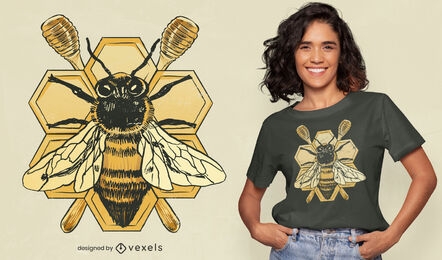 Detailliertes Bienen-Insektenhonig-T-Shirt-Design