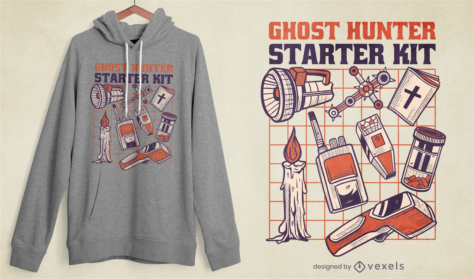 Design de t-shirt do kit de equipamento Ghost Hunter
