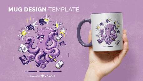 Famous octopus sea animal mug template