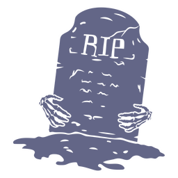 Detailed graveyard stone with skeleton hands PNG Design