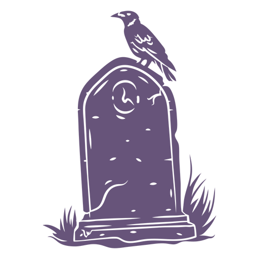 Detailed graveyard stone with crow PNG Design