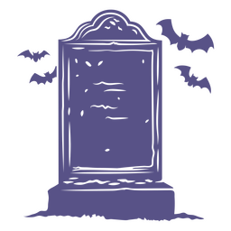 Detailed graveyard stone with bats PNG Design