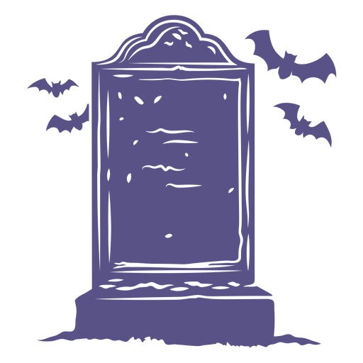 Detailed graveyard stone with bats PNG Design