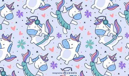 Diseño de patrón de criatura unicornio feliz