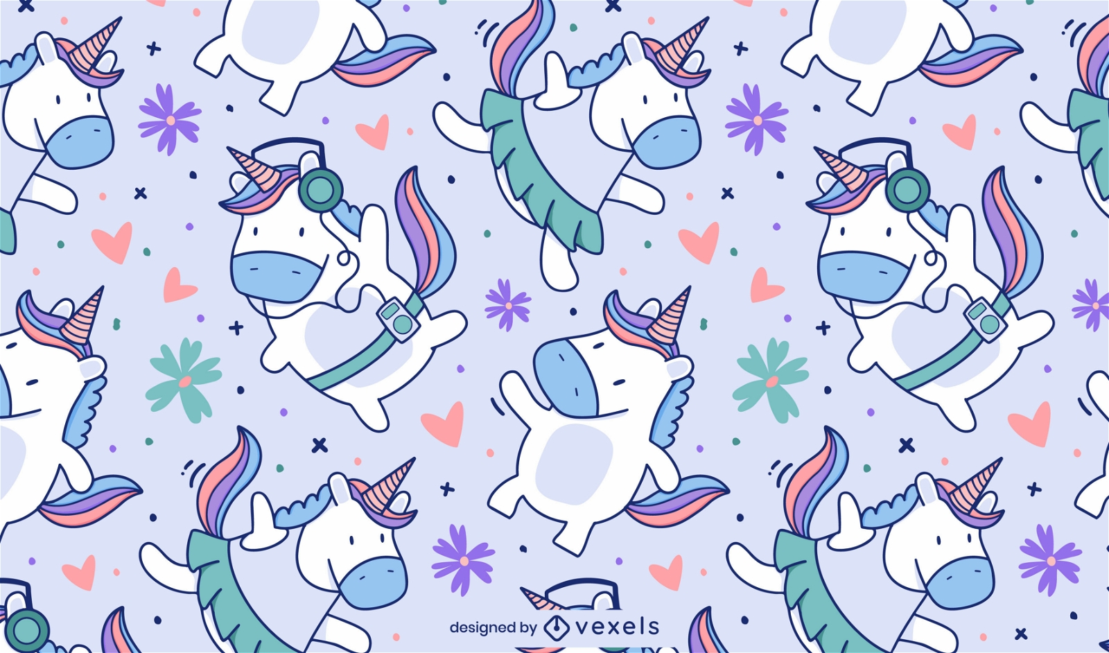 Diseño de patrón de criatura unicornio feliz