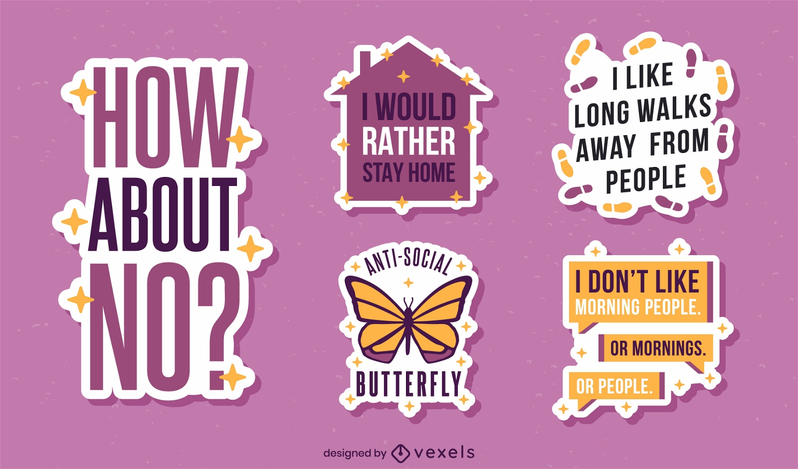 Antisocial funny quotes sticker pack