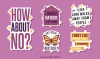 Antisocial Funny Quotes Sticker Pack Vector Download