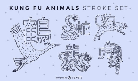 Wild animals kung fu stroke set