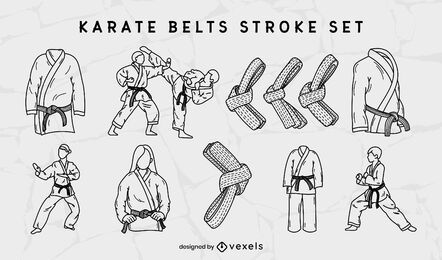 Karate martial arts belts stroke set