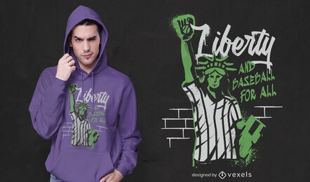 Design de camiseta de beisebol grafite estátua da liberdade