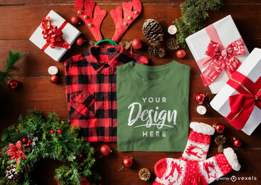 Christmas green t-shirt mockup composition