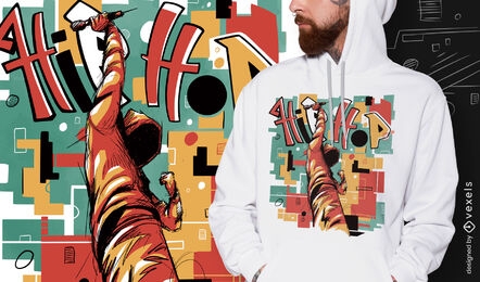 Camiseta psd abstracta de músico de hip hop
