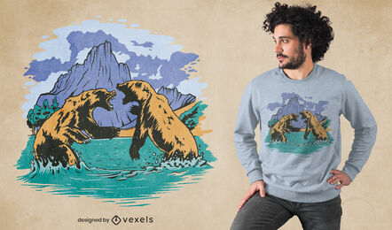 Design de t-shirt legal de luta de urso