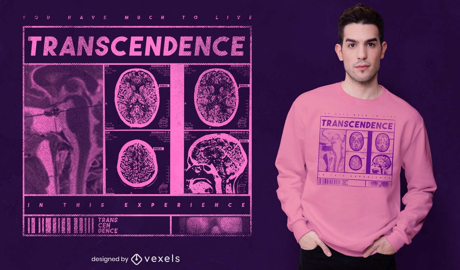 Transcendence brain xray psd diseño de camiseta